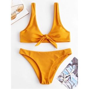 NWT Mustard Yellow Vintage Tie Bikini Size 6